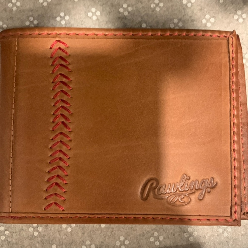 New Rawlings Men's Baseball Stitch Bifold, Tan, One Size